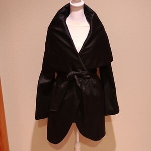 *Host Pick* Tahari Elegant Wrap Belted Black Coat Size S